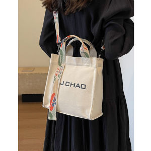 Womens Canvas Tote Bag Summer 2025 New Style Small Handbag Single Shoulder Slant Cross Bag Handheld Medium Sized Canvas Bag