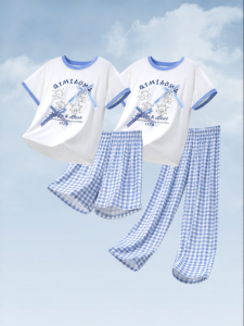 YINGXIAOYA | Cute Girls Pajamas Modale Cotton Air Conditioned Room Wear Plaid