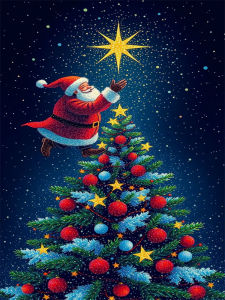 Bộ Tranh Khảm Kim Cương 5D HUACAN - Phong Cảnh Giáng Sinh Với Cây Thông Và Ông Già Noel Đính Đá Toàn Bộ Hình Vuông/tròn Trang Trí Nhà Cửa Tranh Nghệ Thuật
