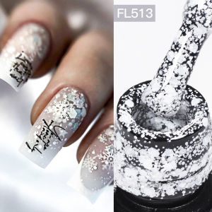 7ml Snowflake Gel Nail Polish UV LED Semi Permanent Milky White Pink Glitter Snow Sequins Gel Nails Art Design Varnish Manicure