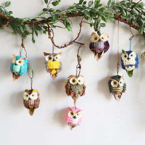 Handcrafted Grass Woven Owl Artisanal Decorative Wall Hanging for Kindergarten Corridor Country Style Airborne Ornaments