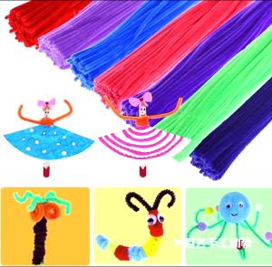 Colorful Fuzzy Wire 100pcs Chenille Twisting Bar Bouquet Kids DIY Craft Flower Creative Toy