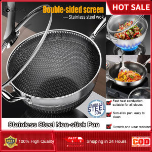 New Non-Stick Pan Double-Sided Honeycomb 304 Stainless Steel Wok Without Oil Smoke Frying Pan Without Phosphorus