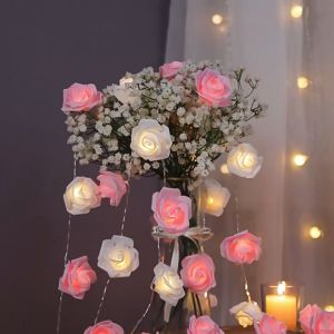 LED Rose Lighting Strings ตกแต่งห้องสีสัน Light String Light ข้อเสนอบรรยากาศแสงวันเกิดงานแต่งงานตกแต่ง