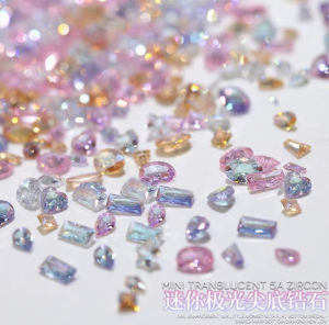 50Pcs/Bag 3D Mixed 5A Mini Zircon Nail Charms 1-4mm Sparkle Aurora Sharp Diamond Nail Art Rhinestone DIY Manicure Decoration Gem