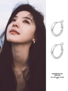 High-End Womens Circle Hoop Earrings 999 Silver Needle Fresh out Fashion Jewelry Earrings Korean Style Alloy Plated Silver