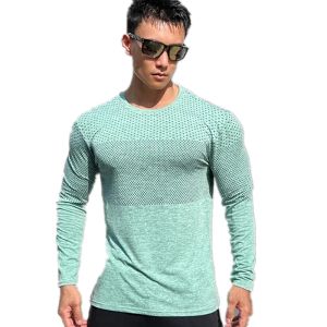 Mens Sport Long Sleeve Tops Quick Dry Fitness T-shirts Bodybuilding Gym Tees Casual Skinny Elastic Breathability men Sportswear