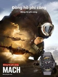 Đồng Hồ Nam NORTH EDGE 2024 MACH Solar Quartz Chống Nước 50M Hiển Thị Kỹ Thuật Số Dạ Quang Kiểu Phi Công Thể Thao Vỏ Hợp Kim Và Dây Đeo Nylon