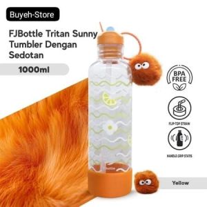 Botol Minum Tumbler Sunny Bahan Tritan BPA FREE 1 Liter Freesip Dengan Sedotan dan Pegangan Statis Anti Tumpah