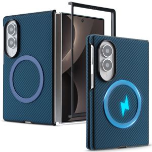 szhaiyu | for Magsafe Magnetic Carbon Fiber Leather Phone Case for Samsung Galaxy Z Fold 8 Ultra 7 6 5 4 Fold8 Shockproof Protective Cover