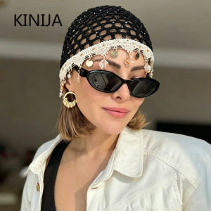 1pc Bohemian Shell Sequin Head Cap Hollow Out Crochet Knitted Hat Beanies Cap Women Travel Versatile Look Pullover Hat Girl Gift