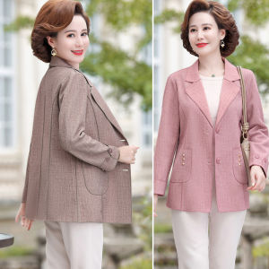 Áo Khoác Len Cardigan Màu Trơn Thời Trang Cho Phụ Nữ Trung Niên Xuân Thu Áo Khoác Ngoài Rộng Rãi Cổ Polo Hai Nút