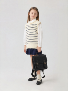 Marc&Janie | School Style Blue and White Striped Knitted Vest for Girls