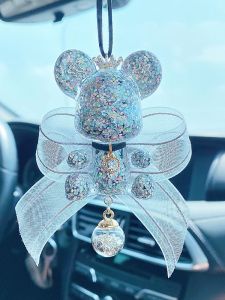 Trendy Bear Car Pendant Fashionable Cute Butterfly Knot Mirror Decoration Luxury Hanging Ornament for Vehicle Rearview Mirror