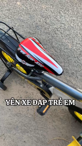 Yên xe đạp trẻ em dày dặn màu đỏ đen dành cho xe đạp nhỏ size 12-14-16inch