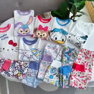 【C087】High Quality Disney Boy Girl Pajamas Cotton Baby Kids Sleeping Wear baju tidur Toddler Mickey Donald Minnie 呼吸棉睡衣
