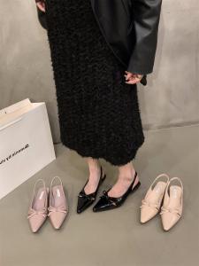 Christy Kathy French Style Knot Toe Wrap Sandals Womens 2025 New Summer Pointed Toe Flat Heel Naked Color Butterfly Knot