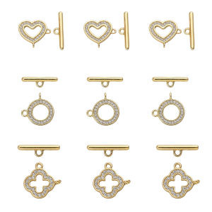 1ชุด Zircon Rhinesstone 14K ชุบทองทองเหลืองทองแดงตะขอสลับสำหรับ DIY สร้อยข้อมือแฟชั่นทำเครื่องประดับ