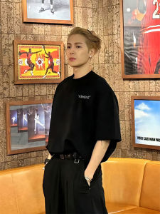 Wang Jiawu Mens Short Sleeve Cotton T-Shirt American Style Shoulder Fit Summer Inner Wear Fashion Brand Breathable Casual Tee