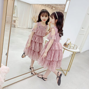 Princess Style Girls Dress Korean Style Summer Clothes for 7 Year Old Children Little Girl Cute Lace Skirt Cake Skirt
