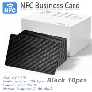 10pcs NFC Carbon Fiber Card NFC Tags 215 Chip Rewritable NFC 215 Tags NFC Clear Card Compatible Social Recognition Card