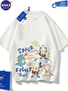 NASA Collaborative Summer Uniform Ultra-Man Boy Pure Cotton T-Shirt Zeta Tlija Short Sleeve Childrens Clothing Breathable