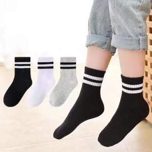 Lawadka 5Pairs/set Boys Girls Socks For Kids White Black Gray Cotton Childrens Socks Student Sport Autumn New Sock 2 to 11Years
