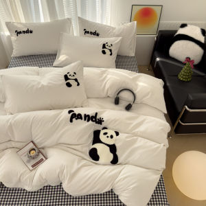 Cartoon Brushed Washed Cotton Towel Embroidery Duvet Cover Duvet Cover Single Piece Non-Cotton Quilt 150x200 Student Dormitory 1.5