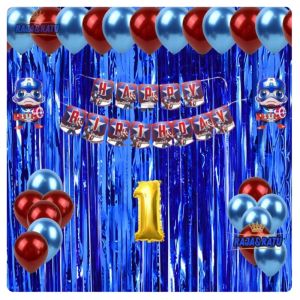 Set Paket Dekorasi Pesta Balon Ulang Tahun Banner Happy Birthday Captain America