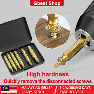 Gbest 6pcs Material Damaged Screw Extractor Drill Bits Guide Set Broken Easy out Bolt Stud Stripped Screw Remover Tool sink basin tap kitchen faucet bathroom gear 3 jaw puller kepala paip bilik mandi tapping screw