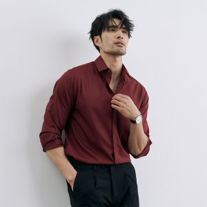 SIMWETO | Smooth No-iron Dress Shirt for Men Red