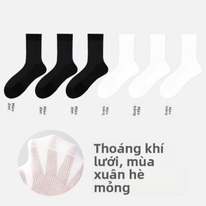 MiiOW | Tất thể thao nam màu trắng MiiOW thoáng khí mỏng mùa hè kháng khuẩn chống mùi mát mẻ chống bám dính dài đến giữa bắp chân