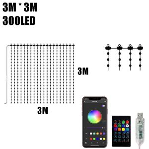 RGBIC Curtain Light String APP Bluetooth Remote Control String Lights USB Plug LED Curtain Light for Christmas Room Decorations