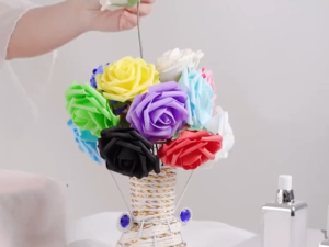 9 Head Artificial Rose White Artificial Rose Flowers Bouquet Wedding Decoration