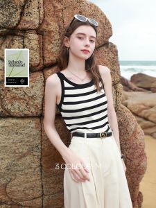 3COLOUR·S | Striped Halter Neck Slim Fit Tank Top