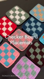 Fionas Crochet Checkered Plaid Cup Mat Coaster 格子方格棋盘格杯垫 CC006