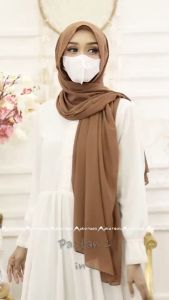 Pashmina Instan 2in1 Pastan New Normal Bahan Ceruty Babydoll Tebal Lembur Jatuh Mudah Dibentuk Kerudung Kekinian