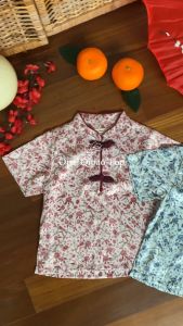 LEWIS EMMA - Opal Qipao Top (2-14 Tahun): Baju Imlek Anak Laki-Laki & Atasan Cheongsam Lengan Pendek