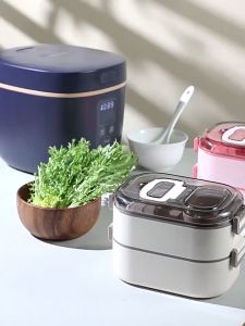 Kitchenette Stainless Steel Bento Box Leak Proof Lunch Box for Student Adult Double Microwave Food Box Food Fruit Container Storage Box Portable Picnic Box for Office School