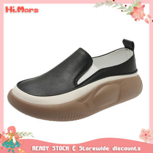 Hi.Mars Loafers for Women Original on Sale Leather Korean Style Slip-on Lazy Shoes Outdoor Vintage Platform Boat Shoes