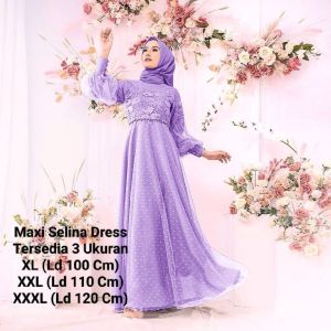 Pakaian Gamis Perempuan Dewasa Terbaru Maxi Selina Dress Matt Brokat Tille Furing Ukuran Jumbo Model kekinian dress Wanita Good Quality Premium