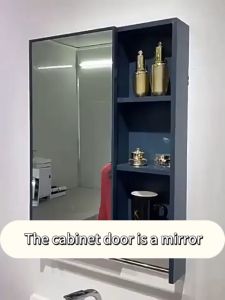 Alivia.Elegant Wall-Mounted Wooden Bathroom Vanity Mirror Cabinet with Integrated Storage and Mirrored Back