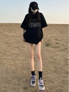 Loose Fit Cotton T-Shirt Womens Short Sleeve Letter Print Casual Comfortable High-End Feel Summer New Style Korean Version