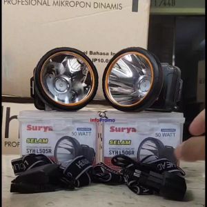 Senter Kepala LED Surya 50W SYH-L505R Cahaya Putih / SYH-L506R Cahaya Kuning Garansi Resmi Original