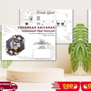 (50 Pcs) Undangan Sunat/Khitanan lipat bentuk Landscape harga murah proses cepat dan mudah kode 5