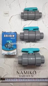 Ball Valve stop kran air water mur PVC SOLIGEN 1/2 3/4 1 inch