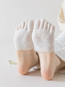 Toe Socks Womens Half Invisible Spring and Summer Thin Pure Cotton Mesh Sweat-Absorbent Breathable Non Slip Finger High Heels Toe Half Socks