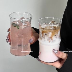 High Temperature Resistant Bamboo Node Glass Cup American Style Milk Coffee Juice Drink Water Cup Transparent Single Layer