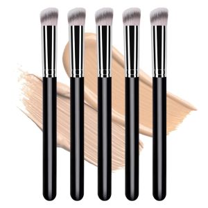 Bộ Cọ Che Khuyết Điểm Đầu Tròn Chuyên Nghiệp - Bộ 5 Cọ Dành Cho Tạo Khối Khuôn Mặt Vùng Dưới Mắt & Che Phủ Chi Tiết Cọ Trang Điểm Nền Với Cán Nhựa