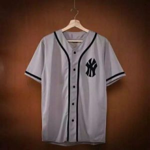 Baju Baseball Pria Wanita NY abu list / Baseball Jersey